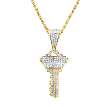 White , Yellow Key Pendant in 10k Gold .4 Ctw